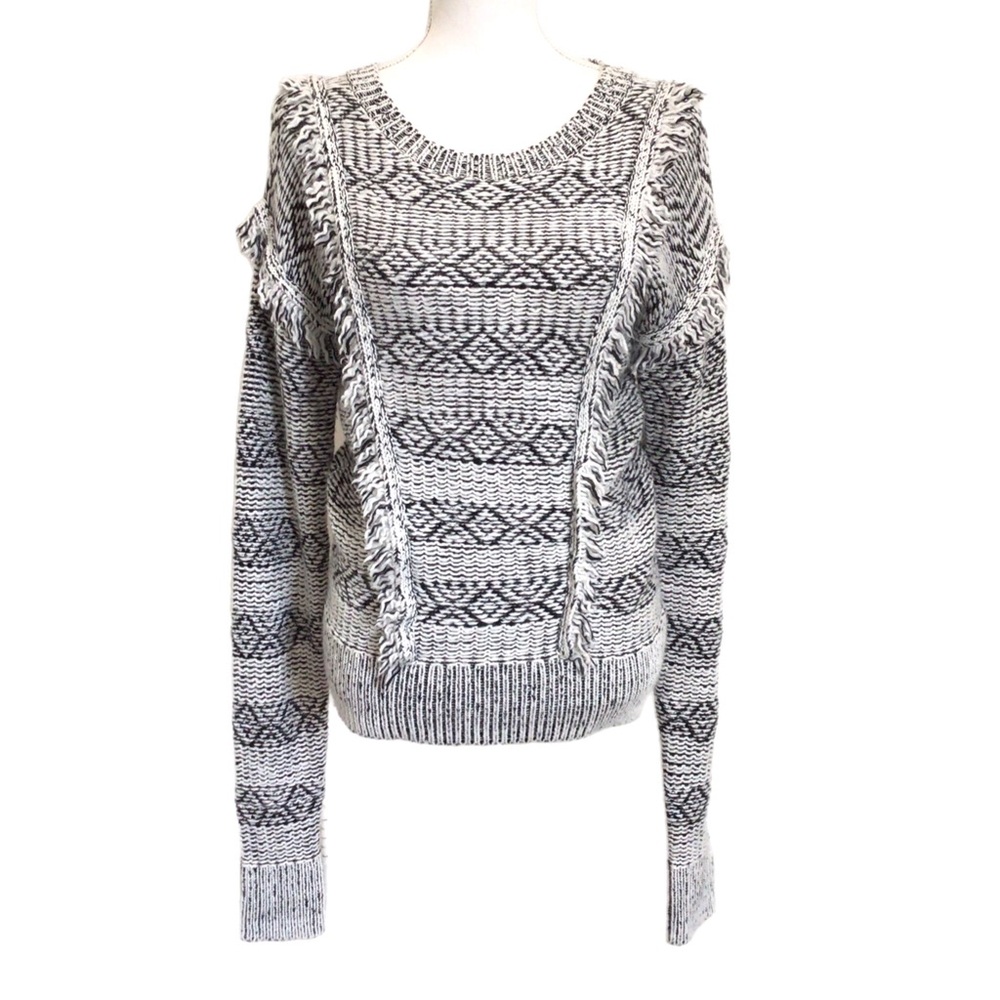 MS MAGGIE Geo Design Fringed Knit Sweater
